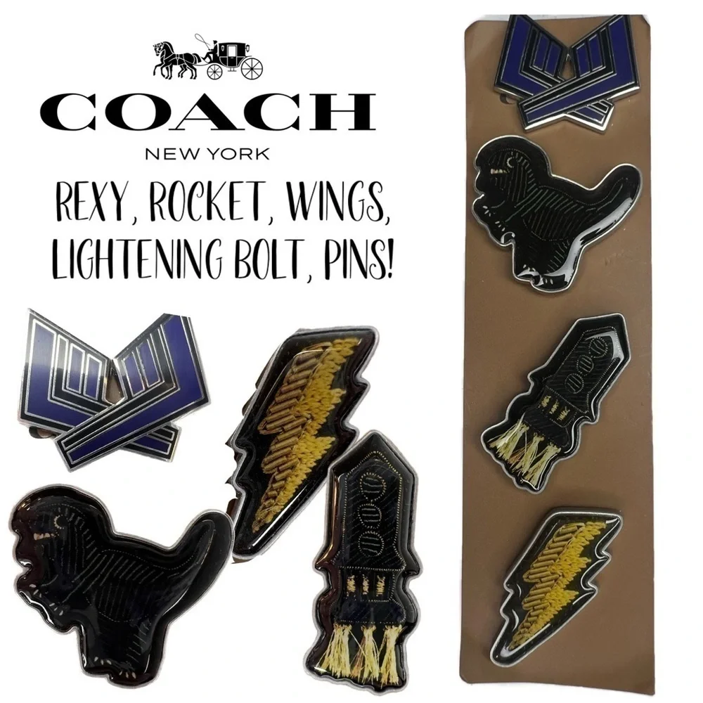 Coach Collectible Rexy, Rocket, Wings, and Lightening Bolt Pins